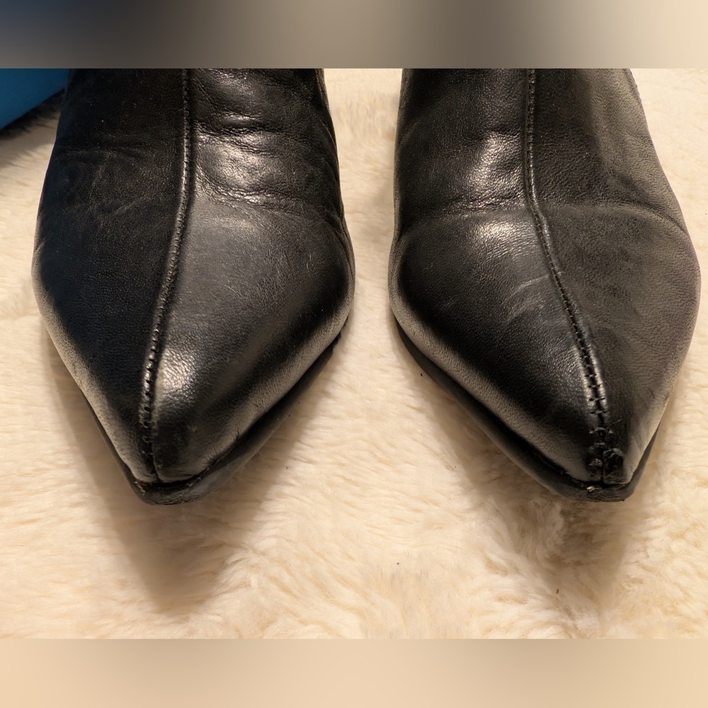 John Fluevog Firefly Lucidota Black Leather Ankle Boots. Unique Heel. Size 9 - Picture 7 of 14